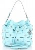 Vittoria Gotti Modna Torebka Skórzana Unikatowy Shopper Made in Italy Turkusowa